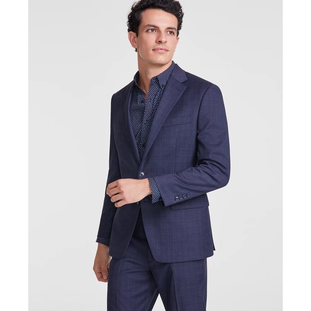 $360 NEW TALLIA MENS 38R NAVY CHECK STRETCH SOFT BLAZER SPORT COAT SUIT JACKET